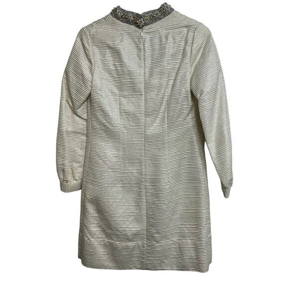 Vintage 1950's Hand Sewn Custom Dress, with Beaded accents White & Silver - Picture 5 of 7